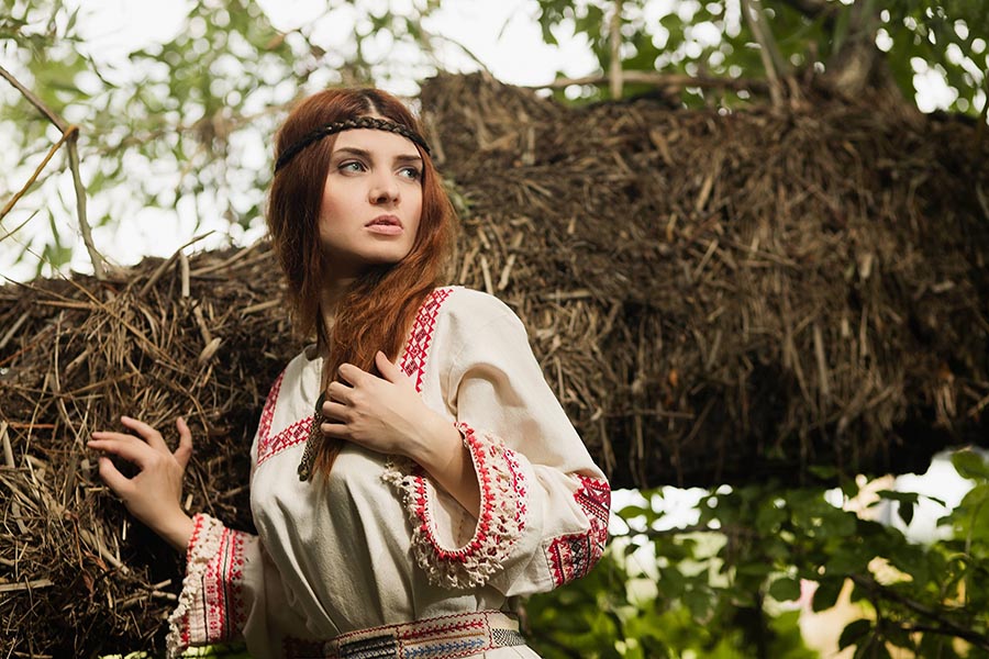 Women in Slavic costumes in Cancun